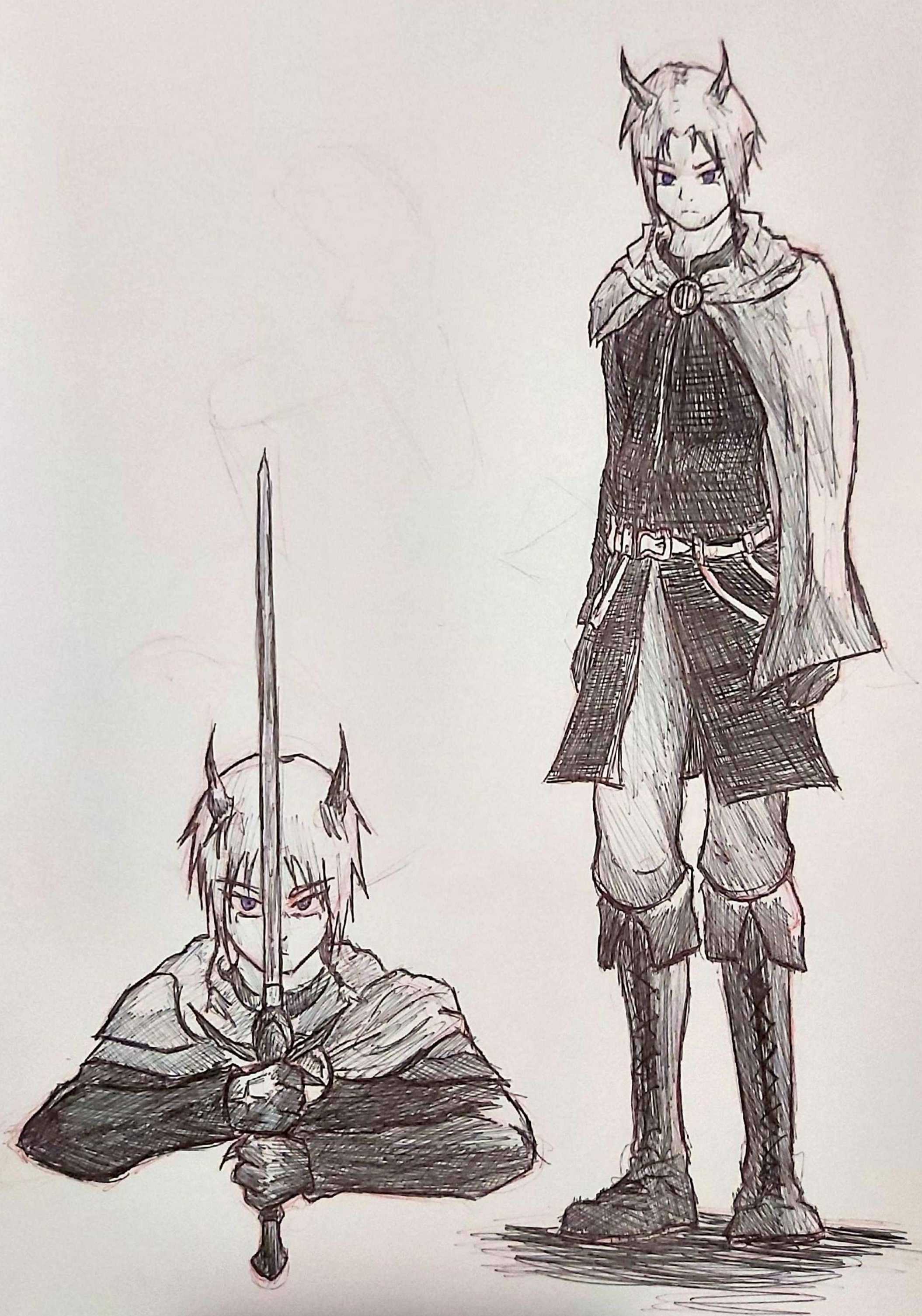 Lyubik Lokthri, alto príncipe de Andross — boceto a tinta